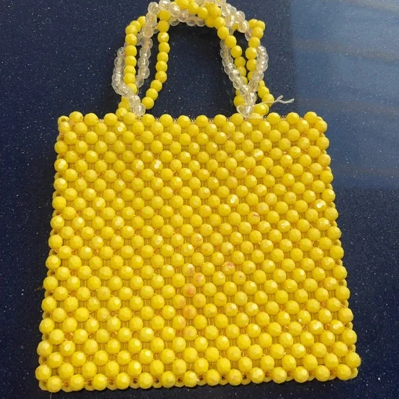 Yellow beaded purse beaded mini bag - Picture 2 of 5